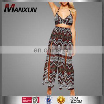 Women's Wear beach long pants high split custom printed pants retro ethnic designer cargo pants