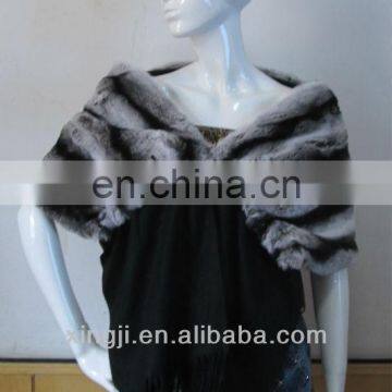 Rex rabbit fur + 100% cashmere shawl