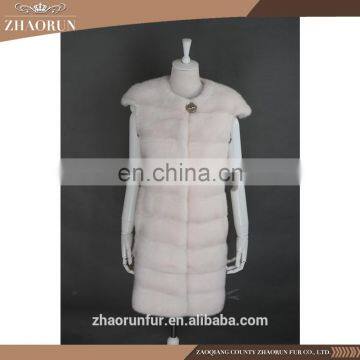 New Mink Fur Coat , Women Long Pink Real Mink Fur Vest