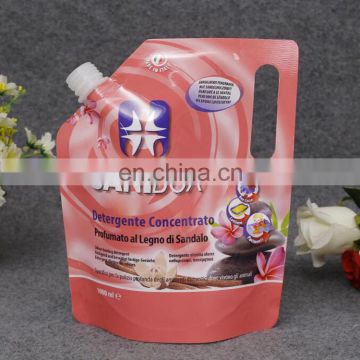 factory price customized 1L biodegradable plastic stand up squeeze spout pouch for cleaning detergente packaging