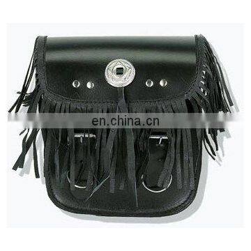 HMB-5004A LEATHER MOTORCYCLE SISSY BAR BAG CONCHO FRINGES STYLE