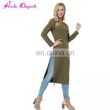 Factory Price Sexy Front Split Long Sleeve Clothes Long One Piece Women Dress 2017 photo-2