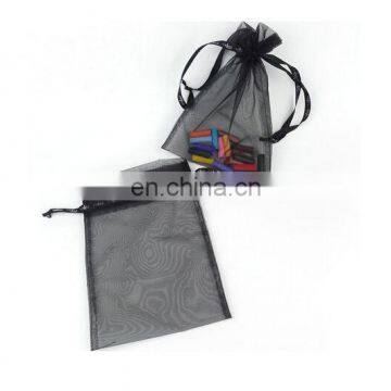 Black organza bag with prited ribbon