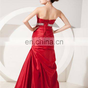 New Arrival Red Sweetheart Sleeveless Evening Gowns Beaded Floor Length Ruched Mother Of The Bride Dress photo-3