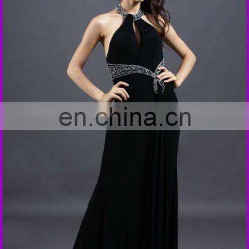 Spring 2012 new arrival 100% polyester halter design girls gown