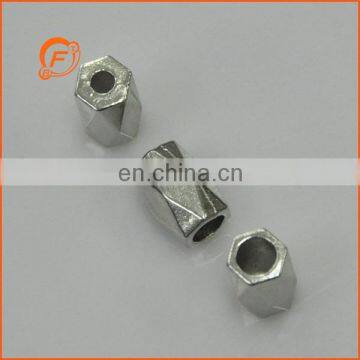 Eco-friendly silver pipe/draw metal cord stopper for decotaion