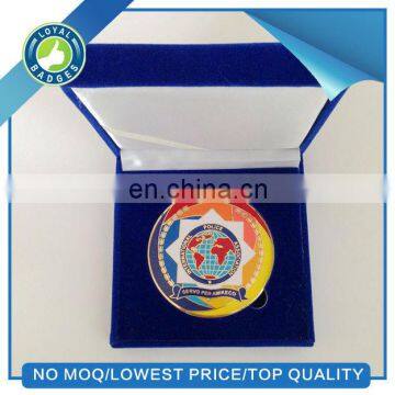 hard enamel custom gold color metal coins with gift box