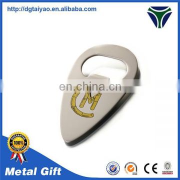 Metal Material custom guitar pick shape magnet bottle opener