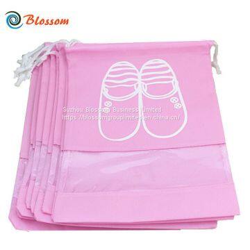 Wholesale Non Woven Reusable Drawstring Visible Travel Organizer Shoes Bag