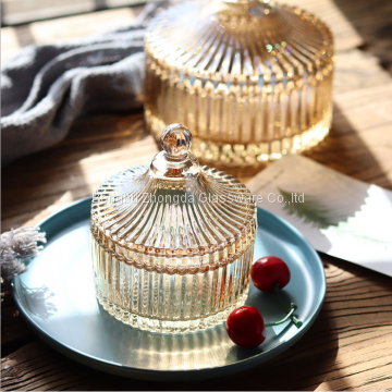 AmberCrystal Glass Storage Jar Lids Candy Jar Glass Container Cookie Jar Cotton Swab Box Household Decoration photo-3
