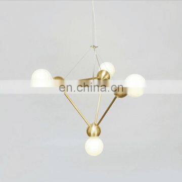 Modern Industrial Art Deco Metal Glass Ball Round Led Ceiling Chandelier Pendant Lamp photo-7