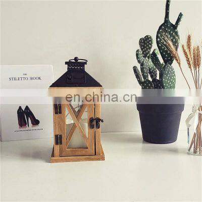 Portable Led Candle Holder Solar Candle Lantern Wood Lantern For Home Decor