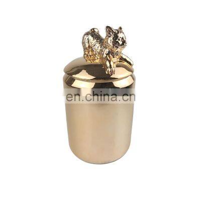 airtight designer crown rose gold tea pet ceramic kitchen food storage canister candy jar with lid