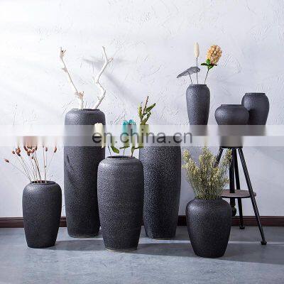 2018 hot style black Chinese Big Size High Floor Pottery Vase