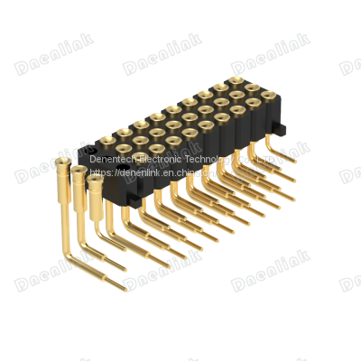 Dnenlink 2.54mm Pitch Triple Row H4.0mm Concave Contact Right Angle Female Header DIP Type PogoPin Header With Peg photo-3