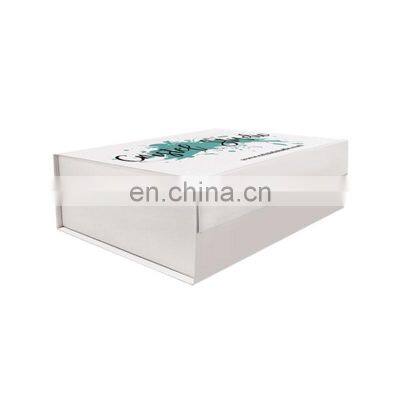 Luxury rigid magnetic white folding gift box wholesale no ribbon