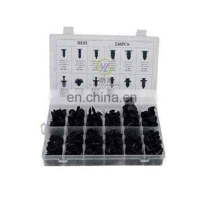 HE01 auto clips and plastic fasteners box 240 pcs for car