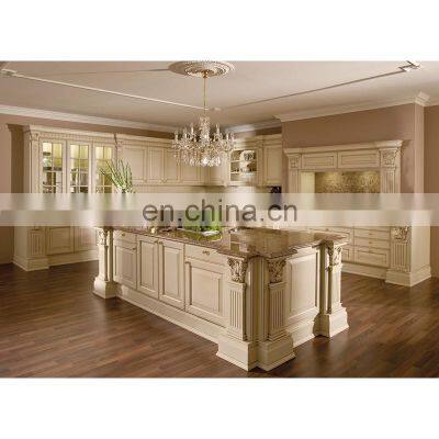 2021 American Classic Style Wooden Kitchen Cupboard Modular Solid Wood Kitchen Cabinet Designs