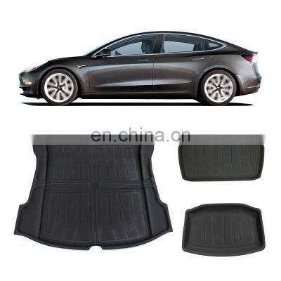 TPR Front Rear Trunk Mat Non-slip All Weather Car Trunk Mats For Tesla Model 3