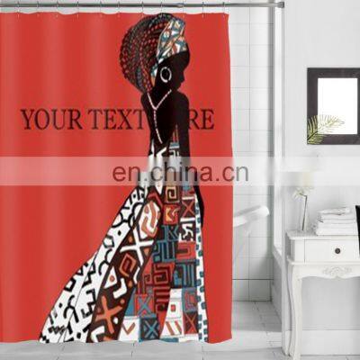 Waterproof 3d digital printing custom black girl polyester shower curtains