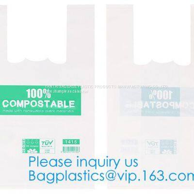 PBAT PLA Cornstarch Grocery Shopping Bag Vest carrier, singlet handle handy killeen bags sacks packaging produce roll