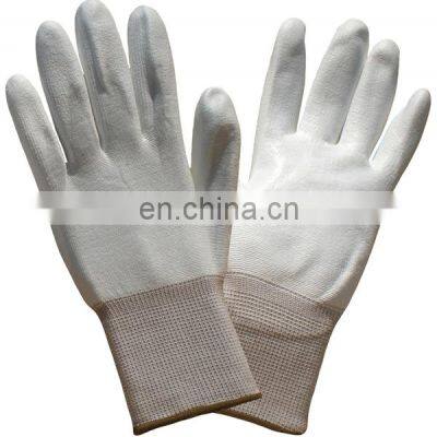 No DMF ESD SAFETY 13G White Nylon Water Based PU Coated Safety Gloves