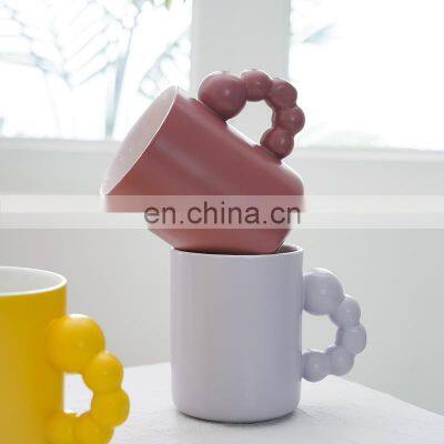 Wholesale INS Nordic Tazza Mug Yellow Purple 14 Oz Tazas Kawaii Morandi Fashion Mug Ceramic Cups For San Valentino Gifts