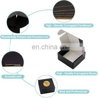 Экологически чистая упаковка из картона в черно-золотом цвете — коробки для одежды, обуви и косметики с индивидуальным логотипом, прочные для отправки по почте photo-4