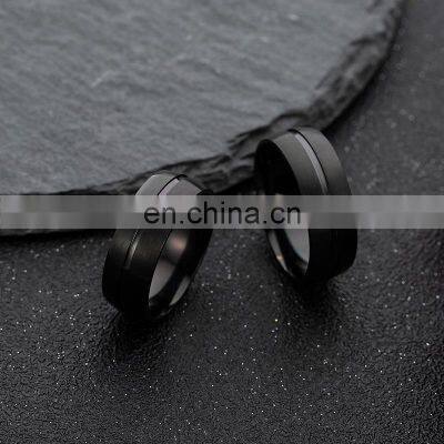 8mm Men's Black Simple Ring Fashion Stainless Steel Ring Birthday Gift Party Men's Jewelry Joyas de Hombre photo-2