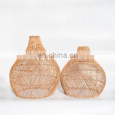 Unique Boho Decor Woven Lamp Shade, Handmade Rattan Farmhouse Chandelier | Wicker Light Fixture vietnam cheap wholesale