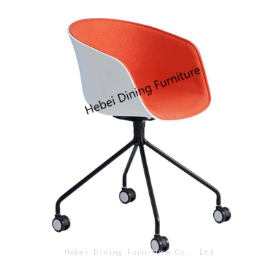 Dining Furniture Many Colors With Soft Neutral Fabric PP Plastic Chair With Wheels photo-5