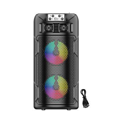 ZQS4275 portable 25W power 2*4 inches subwoofer wireless active bluetooth speaker with colorful lights