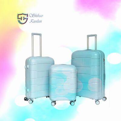 Luggage Set Wholesale Fashion Colorful Durable Travel PP Luggage with Aluminium Trolley Handle
