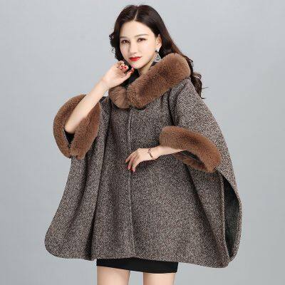 New Faux Fur 2025 Winter British Style Women's Fur Collar Shawl Coat photo-4
