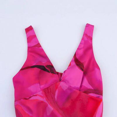 2025 New European and American Fashion Simple Printed Midi Dress photo-3