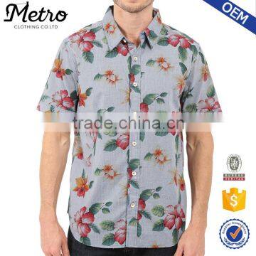 OEM Custom Mens Short Sleeve Floral Printed Shirts