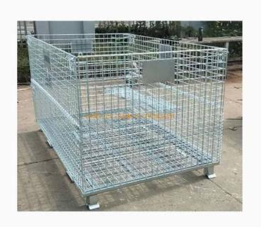 Stackable Folded Galvanized Steel Welded Heavy Duty Wire Mesh Container with Top Cover