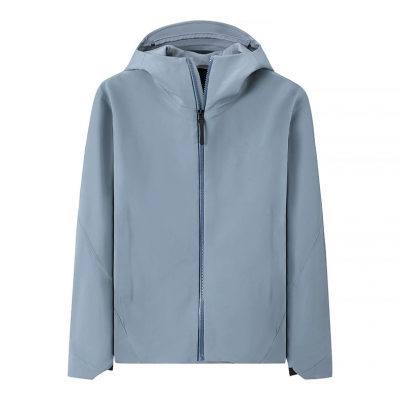 High quality waterproof deep blue soft shell jacket, men's and women's customized stand up collar zipper warm skiing and mountaineering suit