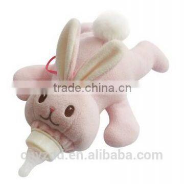 Baby Bottle Cover/Stuffed Pink Bunny Cover of Baby Feeding Bottle