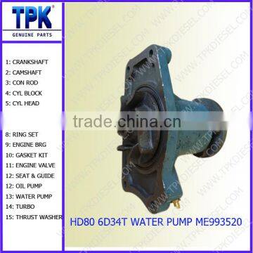 6D34T Water Pump ME993520, SK200-5 SK200-6 SK230-6 SK350-6 Excavator Engine Parts