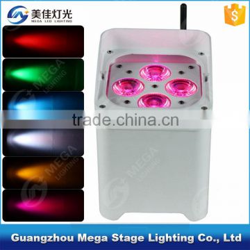 wedding used 4pcs 6in1 rgbaw +uv led stage light wireless battery uplight