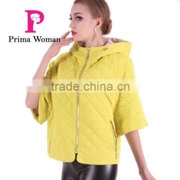 New Product 2016 Factory Price Polyester Cotton Fabric Spring Short Bat Coat Women With Hat photo-5