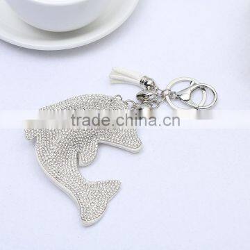 High Quality Metal Crystal Key Chain With Dolphin Pendant Women Bag Accessories Valentine's Day Gift photo-2