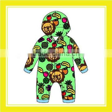 2016 Newest Trending Product Bros Baby Lion & Fruits 100% Cotton Green Hoodie