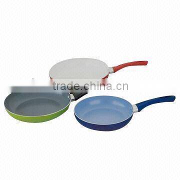 Aluminum Nonstick Pressed/ Forged Blue Ceramic Coating Fry Pan Pizza Pan Egg Pan Round Crepe Pan photo-4