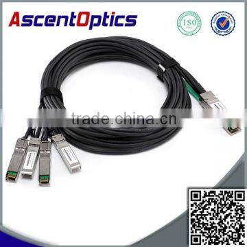 40GBASE-CR4 QSFP+ to 4 10GBASE-CU SFP+ direct-attach breakout cable, 5-meter