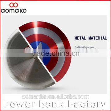 AK-06 New Arrival Cool Portable Power Bank 5000mAh The Avengers Captain America Shield Charger Mobile Power bank