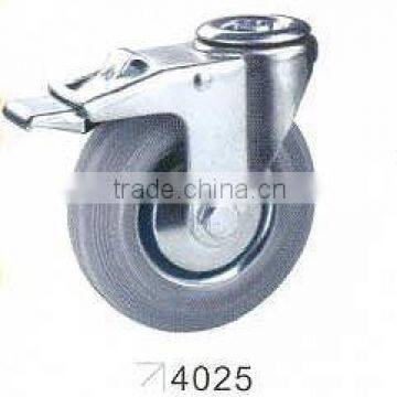 Grey rubber caster with roller bearing