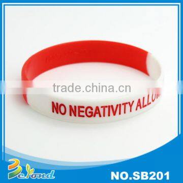 Oem design gift white red color filled debossed logo cheap silicone wristband