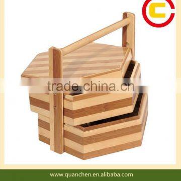 High quality 3-tier bamboo storage basket box